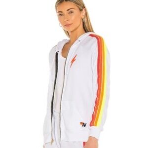 Aviator Nation Striped Bolt Zip Hoodie